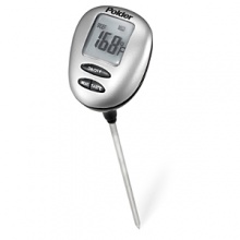 Allows a quicker transfer of heat to the sensing probe resulting in reading times as fast as 6-8 seconds (up from the standard 10-30 seconds most thermometers offer). Ergonomic design for comfort and easy reading angle. Preset buttons let you cook to your liking for meat type and doneness. Water resistant design for safe cleaning under running water. SPEED-READ™ probe for quick results. Large, easy-to-read screen. Celsius / Fahrenheit button. Includes battery and protective sheath with USDA food temperature chart