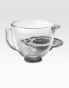 A large, five-quart glass bowl features a handle, pouring spout, measuring lines and convenient lid. Fits all KitchenAid tilt-head mixers with the exception of the Accolade. Dishwasher safeImported