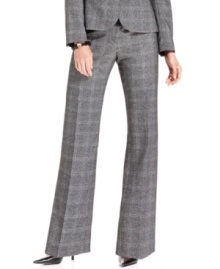 Kasper's tab-front trousers get a fresh, menswear-inspired look for fall with the help of chic glen plaid fabric.