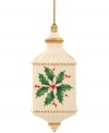 Simply part of the season, the beloved Lenox Holiday pattern adorns this embossed porcelain ornament for a look of truly timeless cheer.