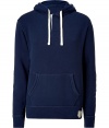 Stylish sweatshirt in fine navy cotton blend - A rugged and cool look from American sportswear maestro Ralph Lauren - Super-soft, machine washable material, slimmer cut - Drawstring hood, long sleeves with elbow patches - Oversize pouch pocket - An ideal modern basic for sports and leisure - Pair with denim, chinos, cords and any athletic pants