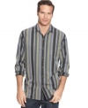 The stripes on this shirt from Tommy Bahama will ensure that your casual style will be all lined up.