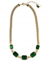 Complete your look with envious color. This necklace from Anne Klein intrigues with green plastic stones. Crafted in gold tone mixed metal. Approximate length: 17 inches + 2-inch extender.