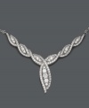 Show-stopping swirls of 14k white gold encrusted with icy round-cut diamonds (1 ct. t.w.) make this Wrapped in Love(tm) diamond necklace a dazzling addition to your collection. Approximate length: 16 inches. Approximate drop: 2 inches.