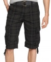 This season you'll want to avoid those old baggy, floppy, almost-to-ankle cargo shorts in favor of darker, leaner, more dressed-up styles. One excellent option: These just-below-the-knee drawstring plaid cargos from Wear First. (They even come with belt included.)