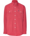 Stylish  button-down shirt made of fine, faded, red cotton - Updated version of a classic shirt with fashionable vintage look - Features slim silhouette, small collar and long sleeves - Two flap pockets at chest, full-length button placket - Wear with chinos or jeans and favorite lace-ups