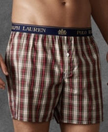 Classic plaid boxer by Polo Ralph Lauren is constructed in a relax fit and made from 100% cotton for all day comfort.