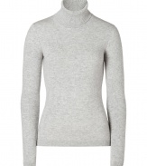 Start off the new season in luxe feminine style with Malos super soft heather grey cashmere turtleneck - Turtleneck, long sleeves, fine ribbed trim - Form-fitting - Team with statement jewelry and jet black separates, or with fur coats and tailored trousers for a contemporary-chic finish