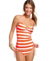 Anchors away: Hobie's halter tankini top mixes sporty stripes with cute nautical embellishments!