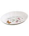 There's no better place to feel sentimental than at the table with this Butterfly Meadow tray. With the words Bless This Home and a whimsical springtime motif, it serves as a beautiful message and housewarming gift for friends and family. From Lenox's collection of serveware and serving dishes. Qualifies for Rebate