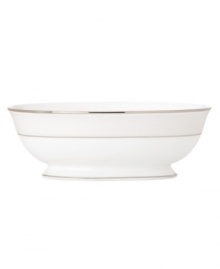 Modern yet timeless, this fine china vegetable bowl is sure to satisfy the style-hungry host. Simply dressed in cream and white stripes and finished with polished platinum trim, Opal Innocence Stripe creates an ultra-chic setting to enjoy celebratory meals. Qualifies for Rebate