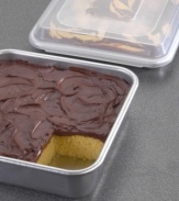 The baker's set has everything you need to get started on your way to creating a very special treat. Each is crafted of natural aluminum for even baking and great success. The handy plastic lid keeps leftovers fresh in the fridge. Set includes 9 x 13 cake pan, 9 x 13 baker's quarter sheet and one cover that fits both. Lifetime warranty.