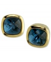 Drink in the soothing hues of the Montana Blue crystals on these stud earrings from T Tahari's Essentials collection. Nickel-free for sensitive skin. Crafted in 14k gold-plated mixed metal. Approximate diameter: 1/2 inch.