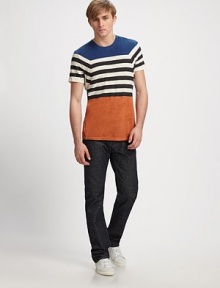 Bold stripes and endless casual style defines this classic crewneck shaped in superior, soft cotton jersey.CrewneckCottonMachine washImportedAdditional Information Men's Shirts & Sweaters Size Guide 