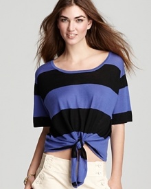 Quotation: Autumn Cashmere Top - Rugby Stripe Tie Front