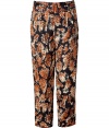 Stylish pants in cupra - From Sienna Millers fashion label Twenty8Twelve - With stylish print in brown and black - Hot 7/8-length - Wide waistband  and small, decorative pleats - Try with a fitted tee, blazer and platform heels