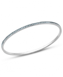 Embrace gorgeous blue hues with this bangle bracelet from Swarovski. The edges of the slim silhouette are embellished with aquamarine crystals. Crafted in stainless steel. Approximate diameter: 2-1/2 inches.