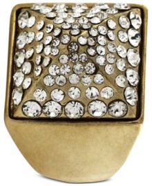 Jessica Simpson's crystal pave stretch ring flaunts a pyramid design for ancient elegance. Stretches to fit finger. Crafted in antiqued gold tone mixed metal.