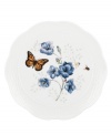 A taste of country living from Lenox. Crafted of elegant white porcelain with a whimsical springtime motif, the Butterfly Meadow Basket accent plate combines a scalloped edge and textured border for unparalleled charm. Qualifies for Rebate