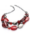 Perfect for work or a special occasion, Style&co's double-strand necklace is an elegant style with red and hematite beads. Crafted in hematite tone mixed metal. Approximate length: 18 inches.