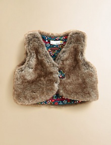 Baby's first faux fur vest reverses to a brilliantly printed corduroy design.V-neckSleevelessFront buttonCottonMachine wash or dry cleanMade in France of imported fabric