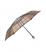 Perfect for tucking away into your handbag, Burberry Londons folding umbrella is fun way to carry the brands iconic check - Allover check, wraparound strap with snap - The perfect finish to sleek trench coats and rubber rain boots