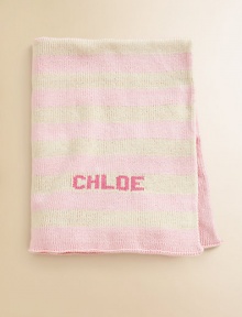 Stripes on the front, solid on the back and remarkably soft all over...this modern baby blanket is sure to be a new forever favorite. CottonMachine washMade in USAFOR PERSONALIZATION Select a quantity, then scroll down and click on PERSONALIZE & ADD TO BAG to choose and preview your personalization options.Please allow 4 to 6 weeks for delivery. 