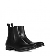 Inject high style to any look with these sophisticated leather ankle boots from Paul Smith - Rounded upturned toe, chunky heel, supple shiny leather, elasticized side panels, pull-on tab - Style with straight leg jeans and a cashmere pullover or a sleek suit