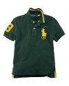 Essential cotton mesh polo is finished with an embroidered Big Pony and a twill 3 for preppy in-the-game style.