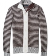 This Sean John cardigan has everything you want in a winter garment: Grandpa sweater coziness mixed with contemporary style.