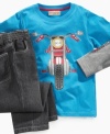 Easy rider. Both sleek and care-free, this layered t-shirt and jeans set from Kids Headquarters gives your little one a classic look.