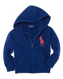 A classic zip-up is rendered in soft cotton fleece for sporty style.