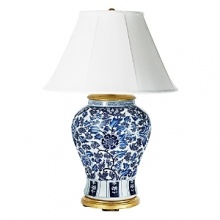 This lamp fashioned in porcelain with ornate floral pattern brings an elegant quality to any room.