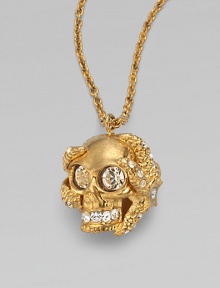 Sparkling Swarovski crystals decorate this edgy skull and barnacle design on a link chain. Swarovski crystalsBrassLength, about 11½Pendant size, about 1Lobster clasp closureMade in Italy