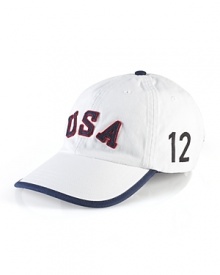 Finished with bold country embroidery, our cotton twill sport cap celebrates Team USA's participation in the 2012 Olympic Games.