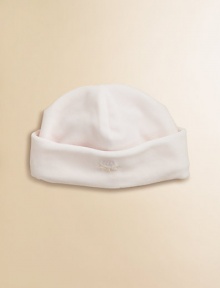 An adorable hat is rendered in ultra-soft velour and accented with a plush brim.Seamed crown with fold-over brimCottonMachine washImported