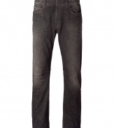 Perfectly worn-in grey slim cut jeans - A great downtown-approved addition to any outfit - Pair with a plaid button down shirt and brogues for retro sophistication - Try with rugged motorcycle boots and a leather jacket for an edgy urbane look