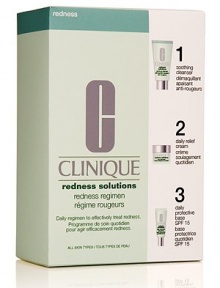 Extra-gentle, oil-free regimen for skin facing persistent, visible redness. Appropriate for skins with rosacea. Improves skin's appearance and comfort in 2 weeks. Quells persistent, visible redness and blotchiness. Helps calm and comfort skin while maintaining skin's moisture balance. Helps avert future flare-ups. 