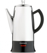 Classic coffee, brewed the right way. Cuisinart's stainless steel percolator makes 4 to 12 cups of piping hot coffee, circulating hot water thoroughly through the grounds then bubbling to the top for a bold, flavorful brew. Three-year limited warranty. Model PRC-1.