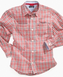 Style so grounded you can see the roots in this preppy plaid shirt from Tommy Hilfiger.