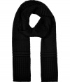 Give your look a sleek finish with Neil Barretts jet black chunky knit scarf, finished with contrast ribbed trim for that high-fashion homespun feel - Rolled ends, wool-mix, contrast knit throughout - Pair with sharply cut outerwear