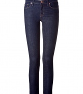 Theres always room for a sexy pair of skinny jeans, like this new style J Brand - Features a classic medium-blue wash with a hint of Spandex for the ultimate flattering fit -  Straight leg falls at cropped length - Perfect jeans for work or leisure when paired with a silk blouse and classic ballet flats, or worn concert tee and sandals