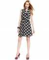 Vince Camuto reinterprets houndstooth with this gorgeous tie-neck dress--perfect for pairing with a heel in a bold hue!