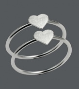 Stackable style with a hint of sweetness. These adorable heart rings by Unwritten fit neatly on top of one another and feature a polished, sterling silver setting. Sizes 7 and 8.