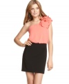 Get ruffled-up in this dress from BCX that features chic colorblocking and a fab one-shoulder design!