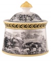 Audun(tm)s serving pieces coordinate with the yellow, black, and white mix-and-match dinnerware pattern. In Ferme, featuring a quaint French farm scene.