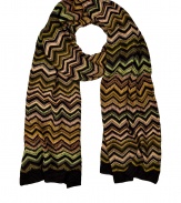 Add luxe style to your everyday essentials with this bold patterned scarf from Missoni - Easy to style length, all-over zigzag pattern - Pair with straight leg jeans, a cashmere pullover, and a modernized parka or slim trench