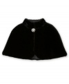 Top of your little girls special occasion dress with the adorable capelet with jewel button closure by BCX.