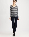 Whisperweight knit, styled with bold stripes in a soft, slouchy pullover.Draped boatneckRaglan sleevesRibbed trimAbout 25 from shoulder to hem52% polyester/38% rayon/7% linen/3% spandexMachine washMade in USAModel shown is 5'9½ (176cm) wearing US size Small.