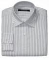 Roll up your cuffs. A cool contrast pattern gives this Sean John shirt instant presence in your nine-to-five cache.